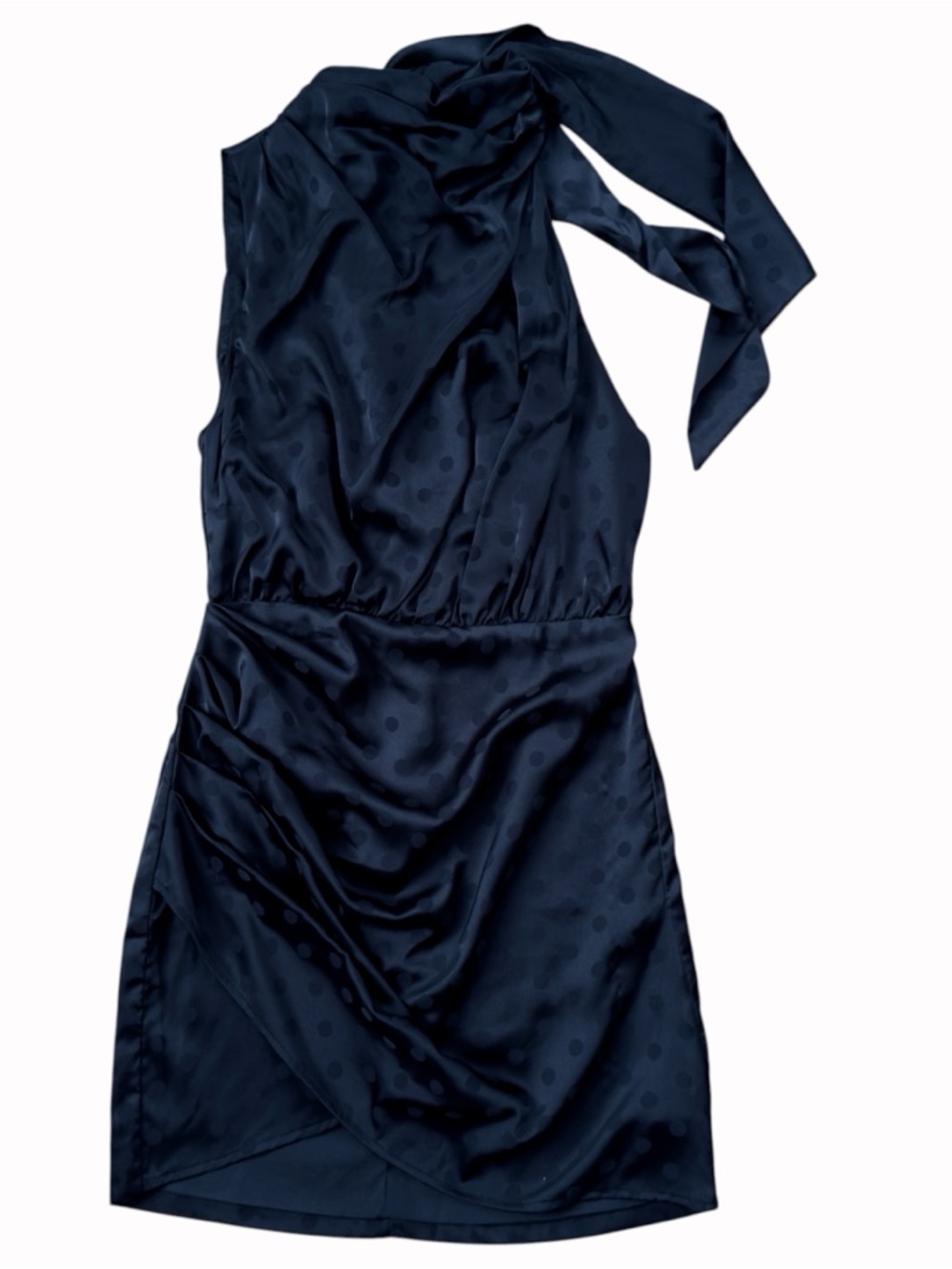 Showpo Halter Tie Scarf Draped Satin Mini Dress
